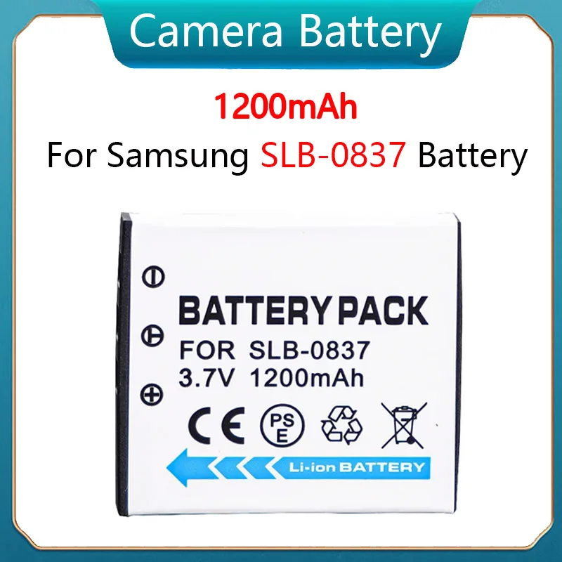 

1200mAH 3.7V SLB-0837 Battery Suitable for Samsung Camera I5 I6 L73 L50 L60 NV3 NV5 NV7 Camera Battery