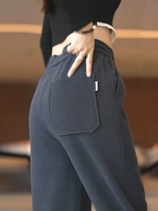 

Тяжелые трикотажные повседневные брюки на подкладке, мужские осенне-зимние новые рабочие брюки с эластичной резинкой на талии, износостойкие свободные прямые брюки...