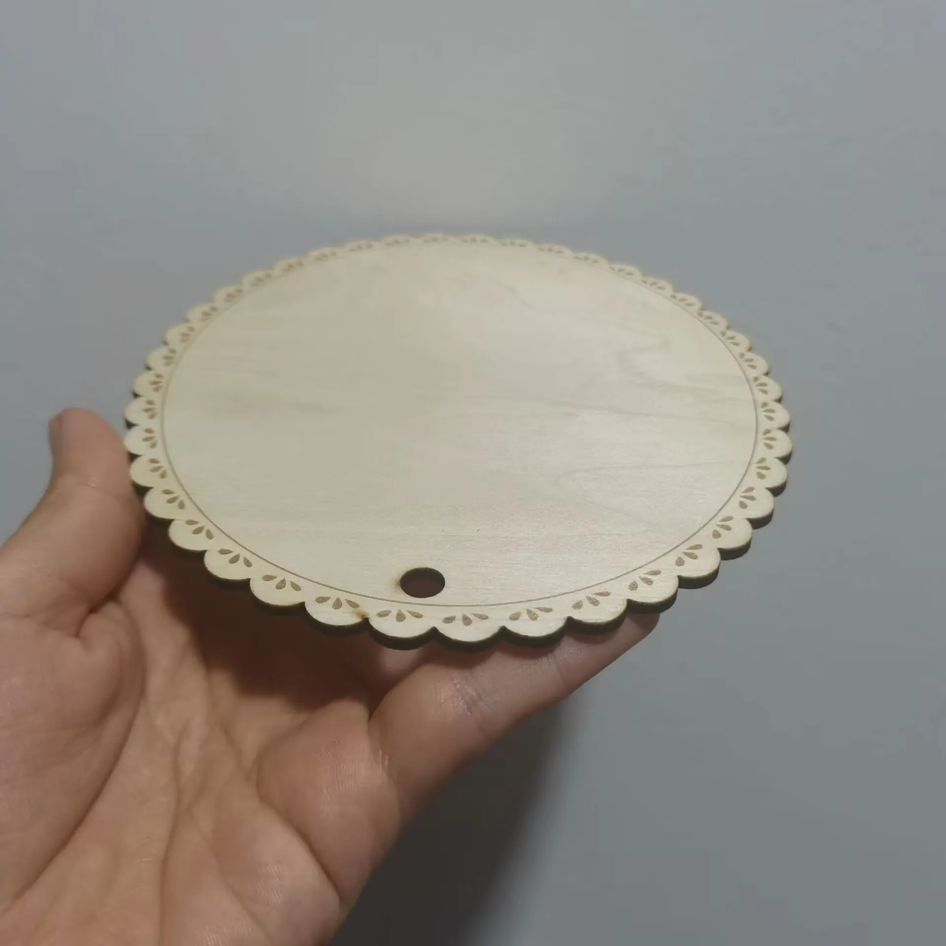 20pcs 5.9in Scalloped oval hape for DIY crafts diy wood  milestone card blank wood Scalloped wood border