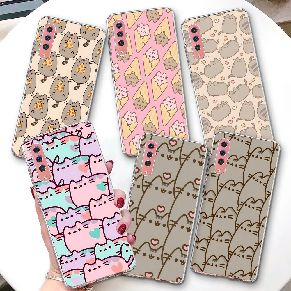 Pusheen Cat Cute Case for Samsung Galaxy A8 A9 A20e A40 A6 A50 A50s A7 A30s A03s A04s A70 A70s A10 TPU Transparent Phone Cover