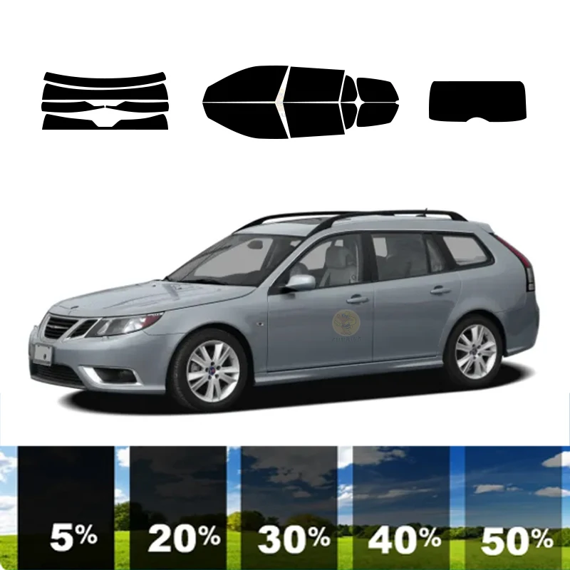 precut Removable Window Tint Film For Car 100% UVR 5%-70%VLT Heat Insulation Carbon ﻿For SAAB 9-3 4 DR WAGON 2006-2010