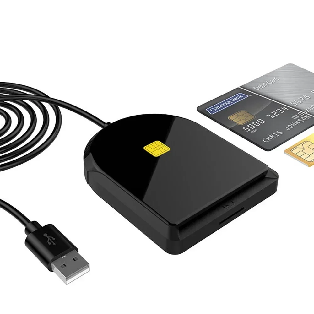 Pembaca Kartu Pintar SIM USB untuk Kartu Bank IC/ID EMV SD TF MMC Pembaca Kartu ISO 7816 USB-CCID untuk Windows 7 8 10 Linux OS Setengah Putaran