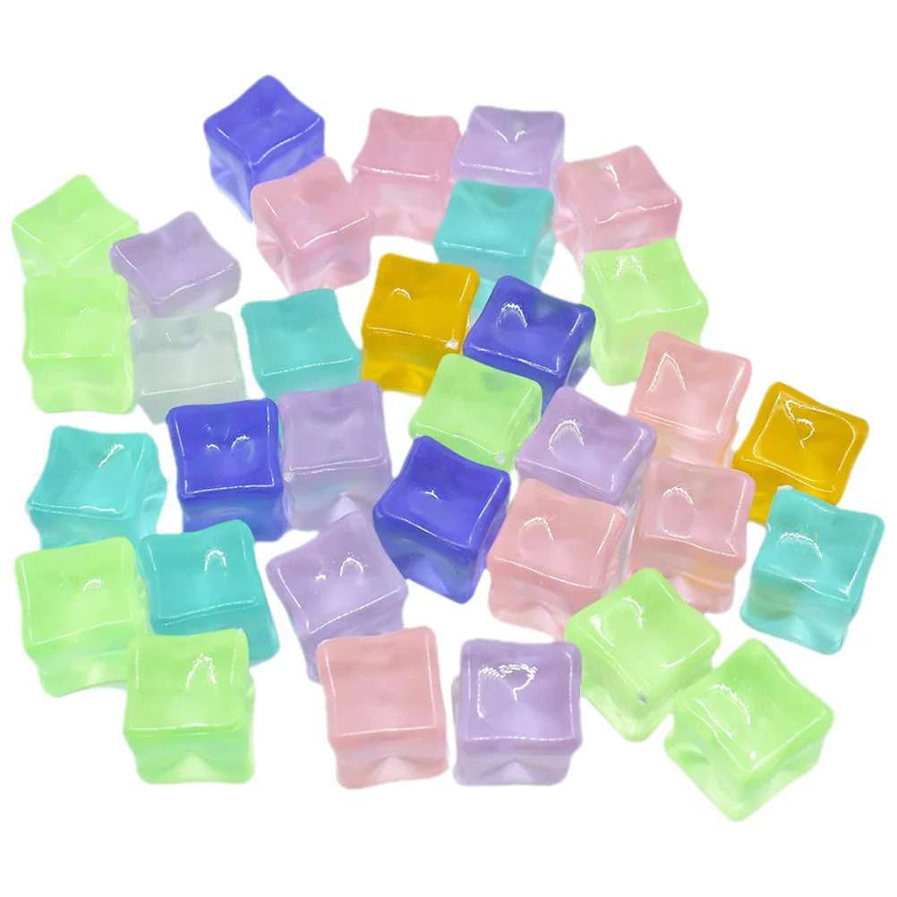 

30 Pcs Luminous Ice Cubes Fake Artificial Acrylic Vase Filler Colored for Decor Props Decoration Accessories