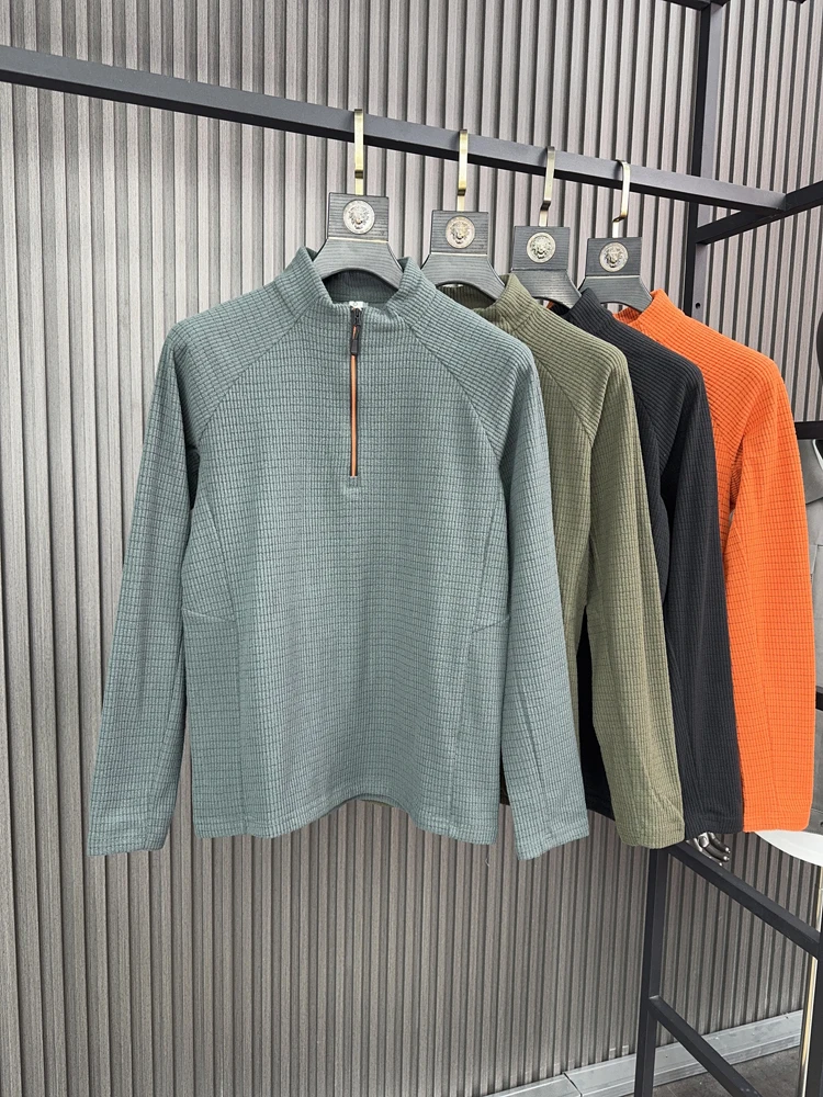 Svip Men's Long Sve T-irt Double-sided Fce f Zipper Stand Collar Comfortable Warm Base irt Faion Urban Sle