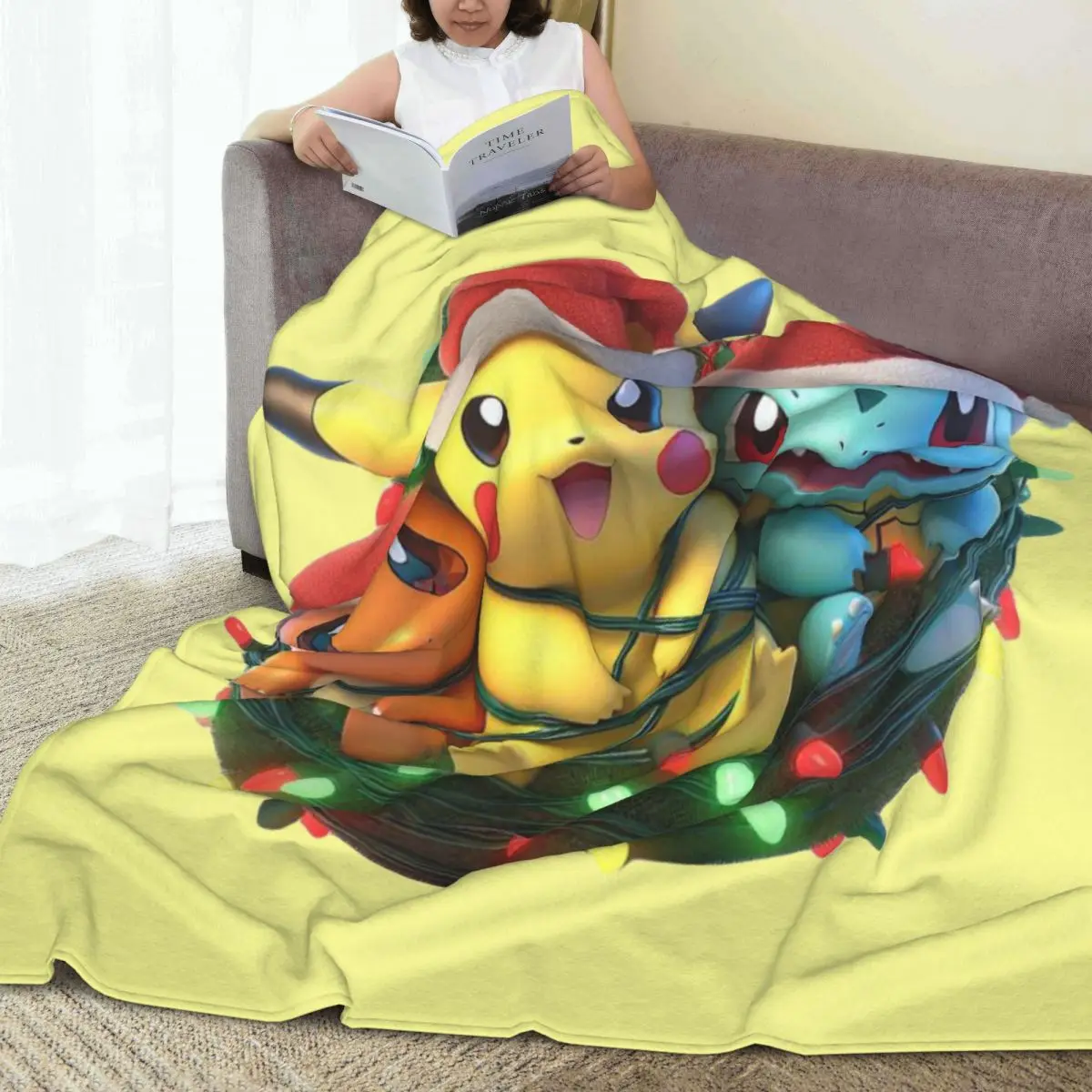 مخصص ثلاثية الأبعاد مطبوعة P-Pikachus الكرتون البطانيات تنفس لينة الفانيلا الخريف رمي بطانية للأريكة غرفة نوم المنزل