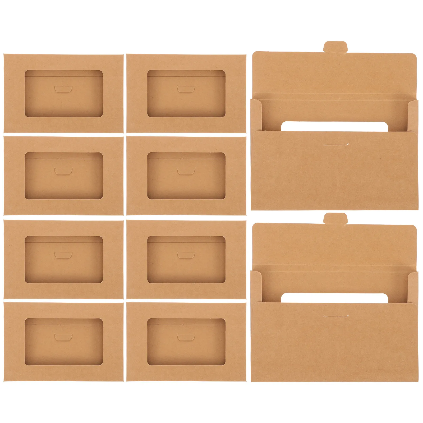 

10Pcs Envelope Boxes Kraft Paper Postcard Storage Container Open Window Mailing Letters Catalogs Sales Literature Packaging