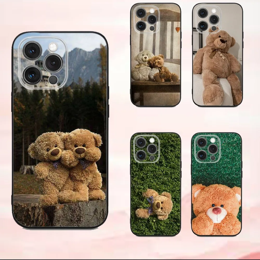 

T-Teddy-Bear Phone Case For iPhone16,se4,15,14,13,12,11,Pro,X,XS,Max,XR,Plus,Mini Soft Black Cover