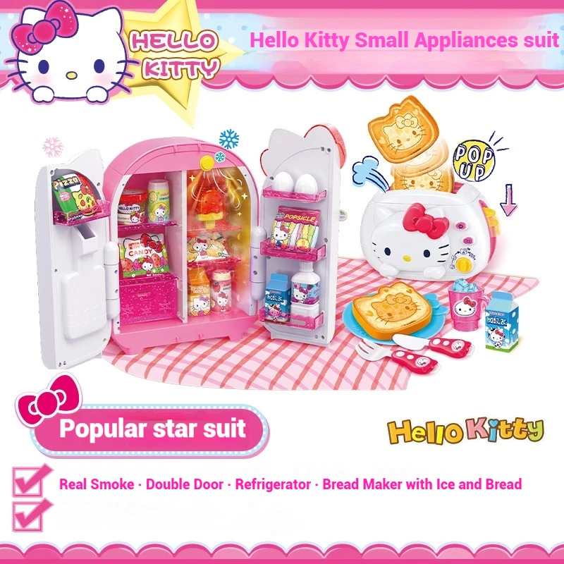 Originele Sanrio Hello Kitty Simulatie Keuken Cartoon Kawaii Kleine Koelkast Kinderspeelhuis Set Speelgoed Kerstcadeau