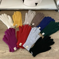 Solid Color Touch Screen Knitted Gloves Women Winter Gloves Warm Gloves Solid Fluffy Work Gloves Harajuku Mittens For Women