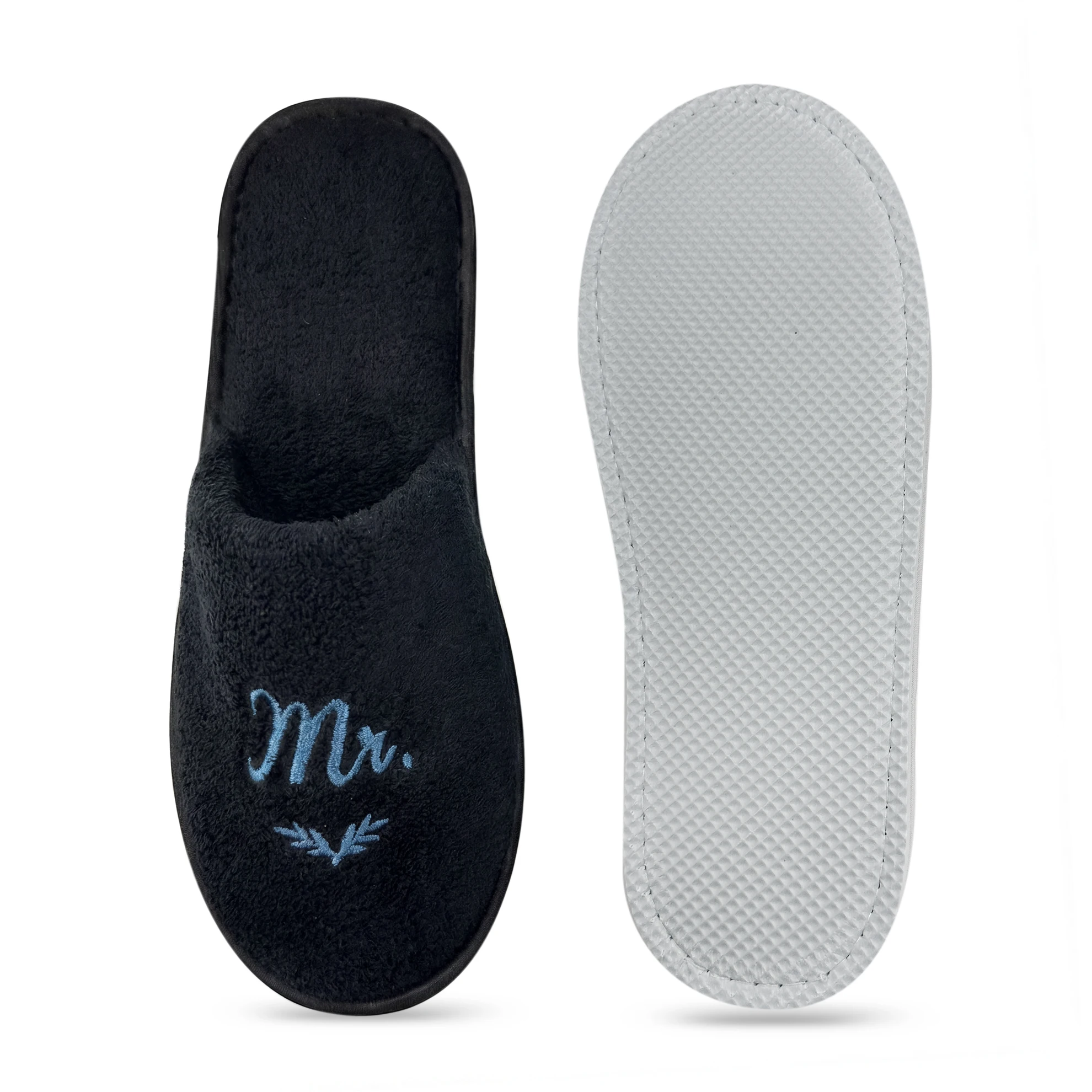 Mr & Mrs Embroidery Slippers With Close-toe, Set of 2, Suitable For Bachelorette Decorations, Wedding Day Footwear image 5