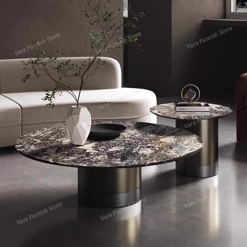 

Italian Minimalist Round Coffee Table Modern Luxury Marble Living Room Coffee Tables High-end Villa Home Furniture Muebles FYCT