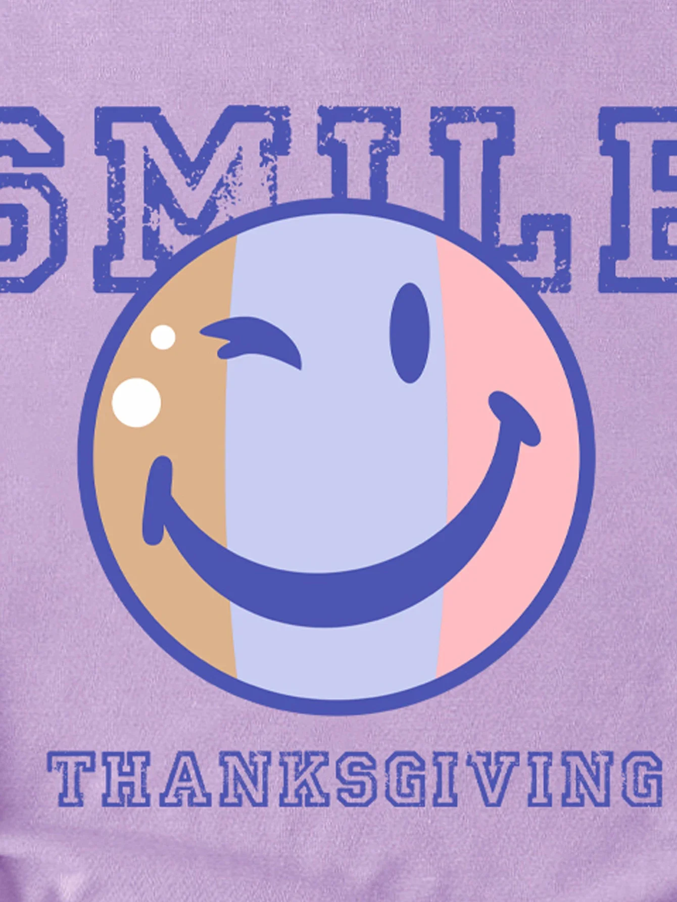 Cartoon Smiley Face Print T-shirt Casual Crew Neck Short Sleeve Purple Cute Fashion