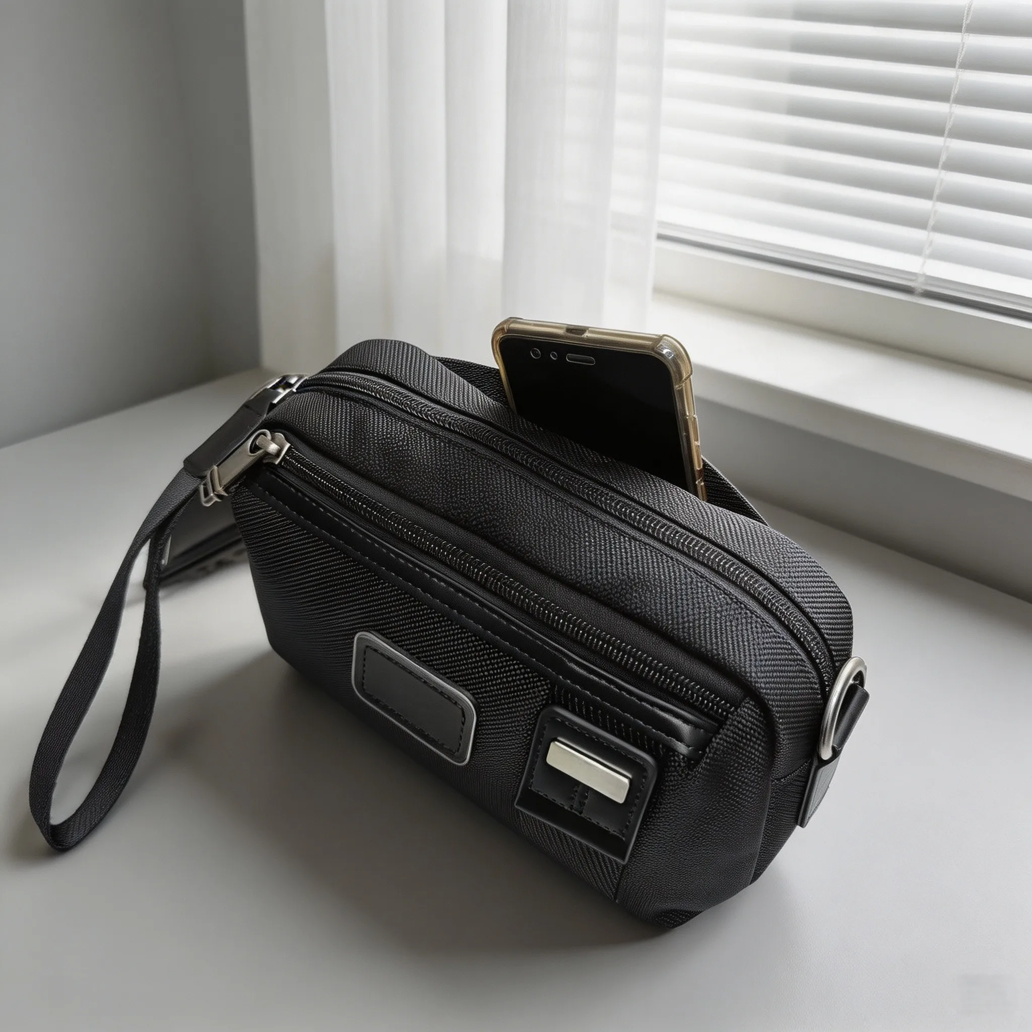 Convertible Men Clutch Crossbody Bag, Ballistic Nylon Trendy Hand Purse with Detachable Shoulder Strap view 3