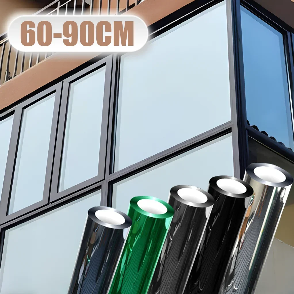 

60-90CM House Window Privacy Tint Film Anti Look Vinyl Mirror Foil Non Adhesive Glass Screen Stickers Rolls UV Protection Films