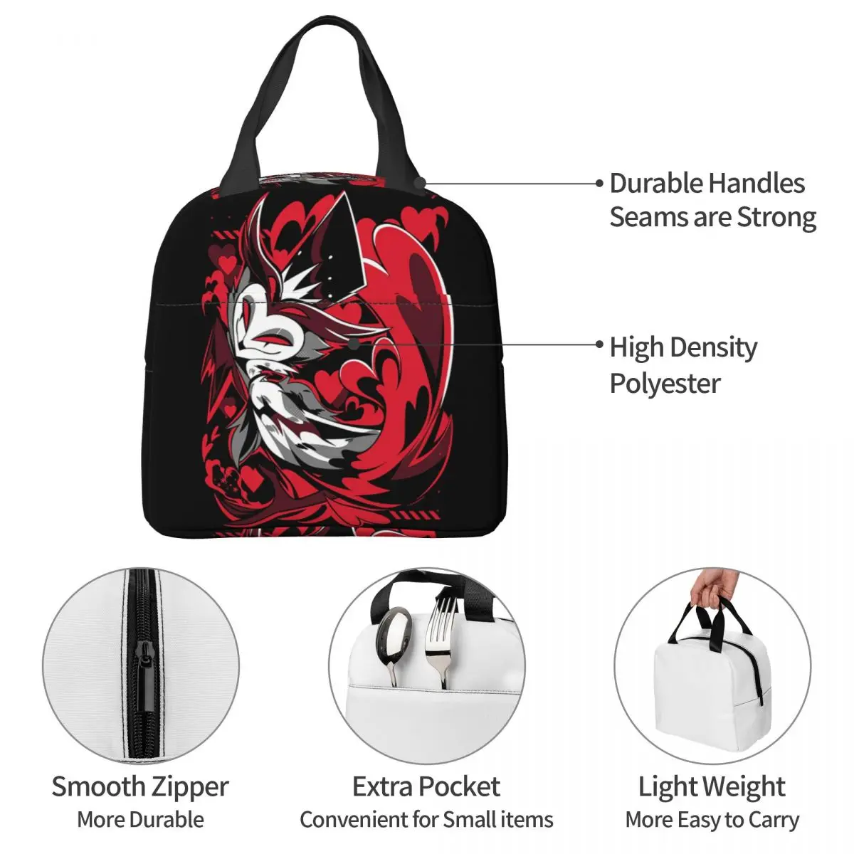 

Helluva Boss Stolas Insulated Lunch Bag for Women Office Cooler Thermal Food Box Tote Portable Lunch Boxes Container
