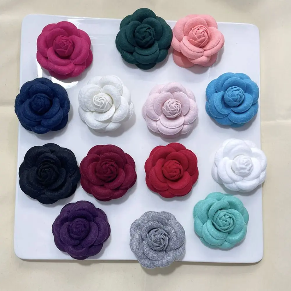 

Fabric Handmade Accessories Camellia Flower Brooch Suit Sweater Coat Colorful Clothes Cap Scarf Pin lothing Decoration