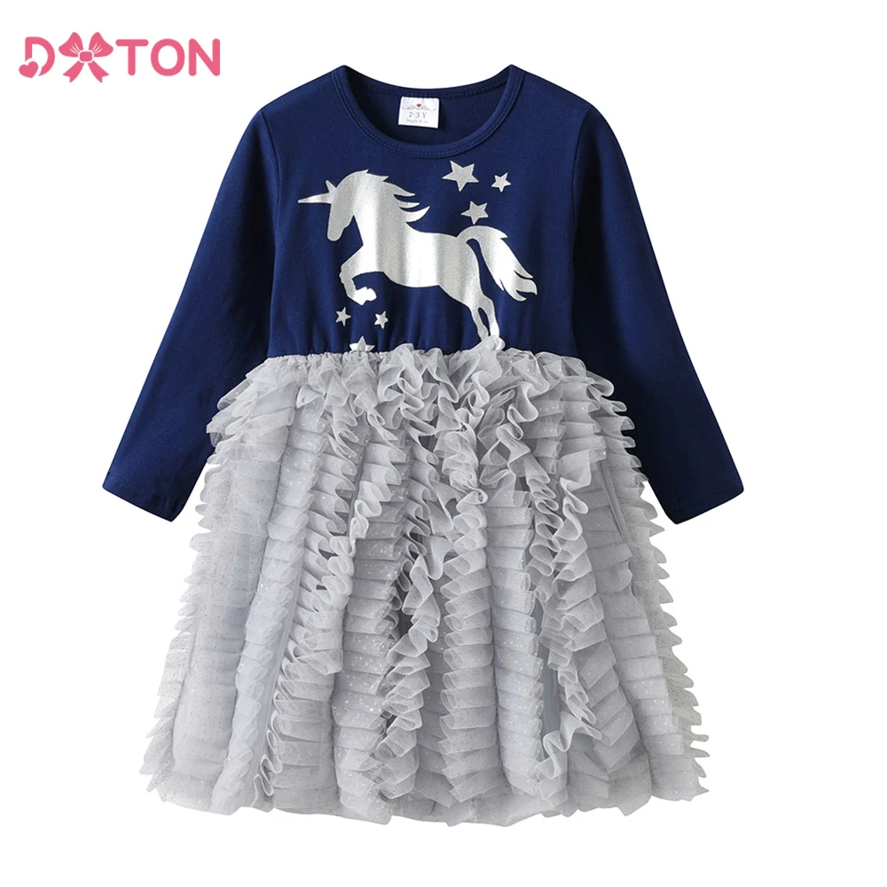 

DXTON Princess Tutu Dresses Autumn Long Sleeve Kids Dresses For Girls Irregular Elegant Children Birthday Wedding Party Costumes