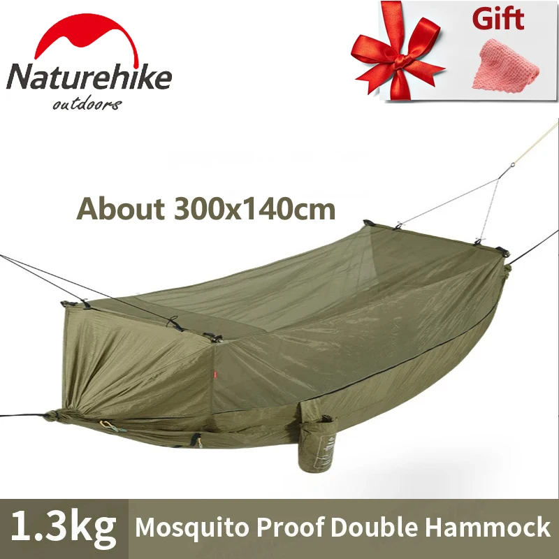 

Naturehike Outdoor Camping Anti-Mosquito Double Layer Hammock Portable 70D Nylon Proof Rollover Leisure Swing Use With Air Mat