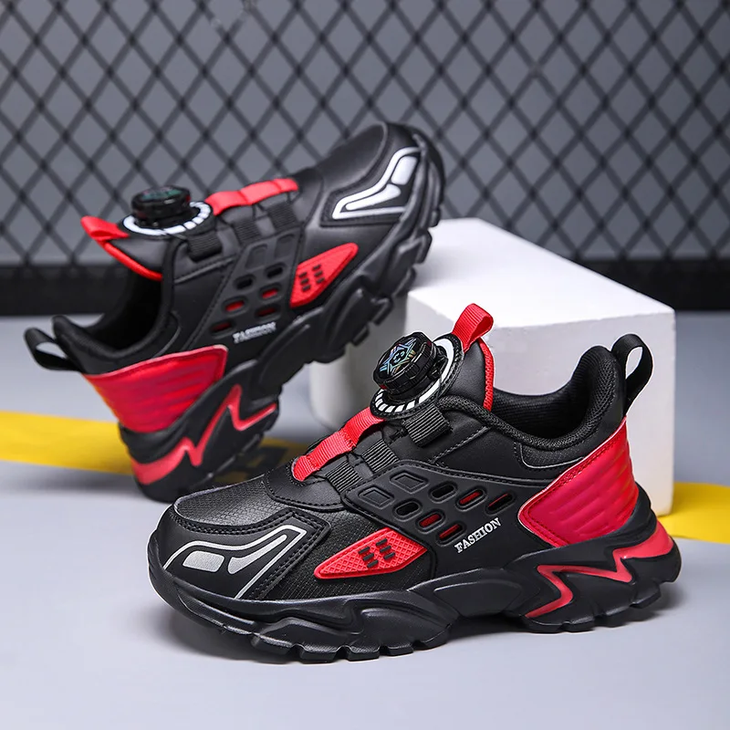 Children's Spring Sports Shoes Waterproof Classmate Rotating Buckle Light Breathable Basketball