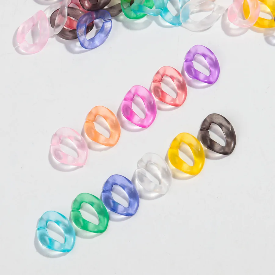 60 teile/los kleine Acryl gefrostet 14x19mm quadratische Glieder kette Perlen für Armband Halskette machen DIY Schmuck Zubehör Großhandel