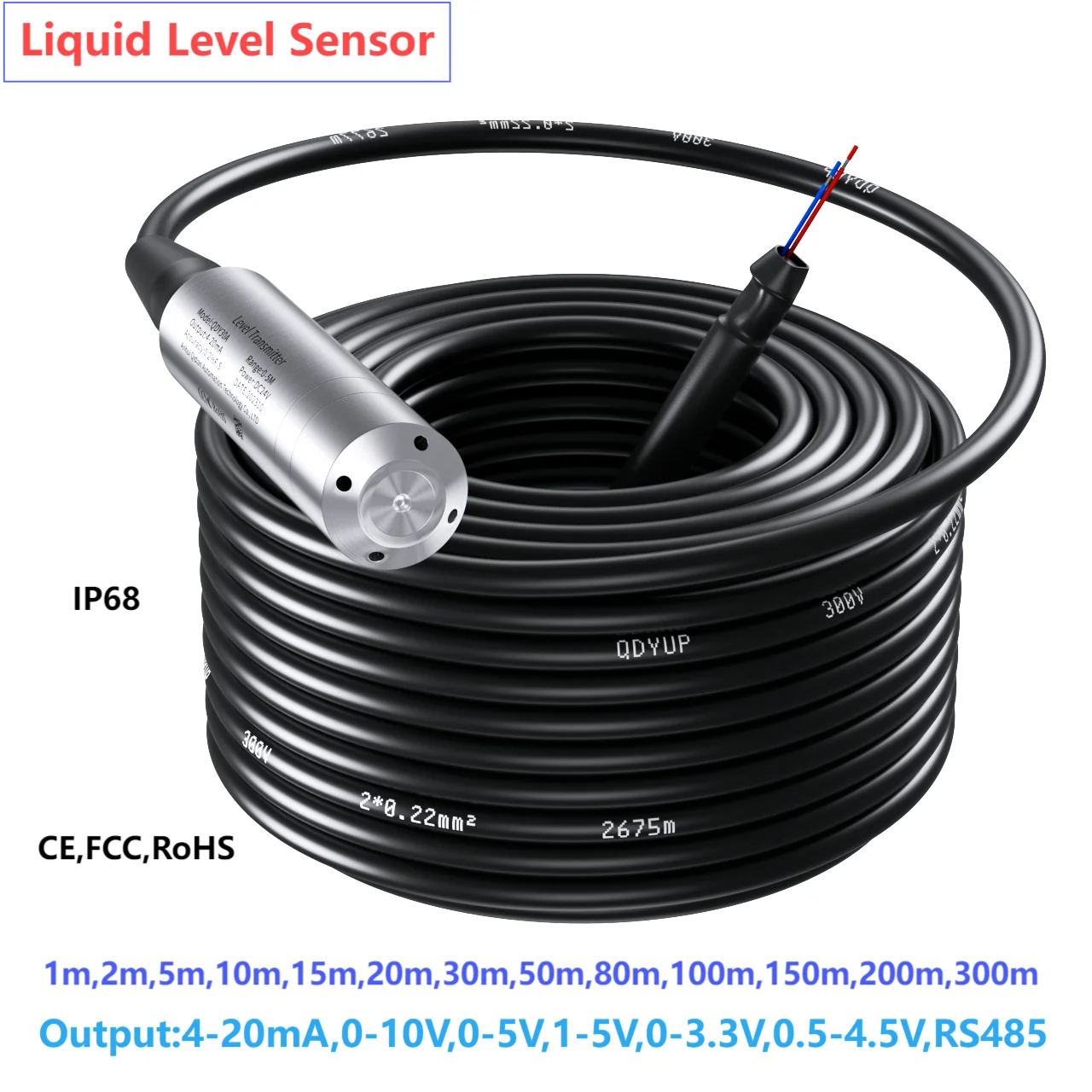 4-20mA liquid level sensor 0-10V Water level transmitter 3m 10m 50m 100m 150m Liquid level transmitter RS485 Automatic level