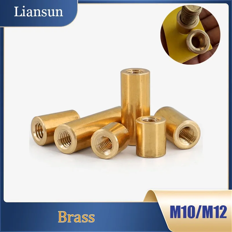 

1-10Pcs Brass Lengthen Round Coupling Nuts M10 M12 Length 5mm~100mm Standoff spacer column Sleeve Tubular Nuts Joint Sleeve Nut