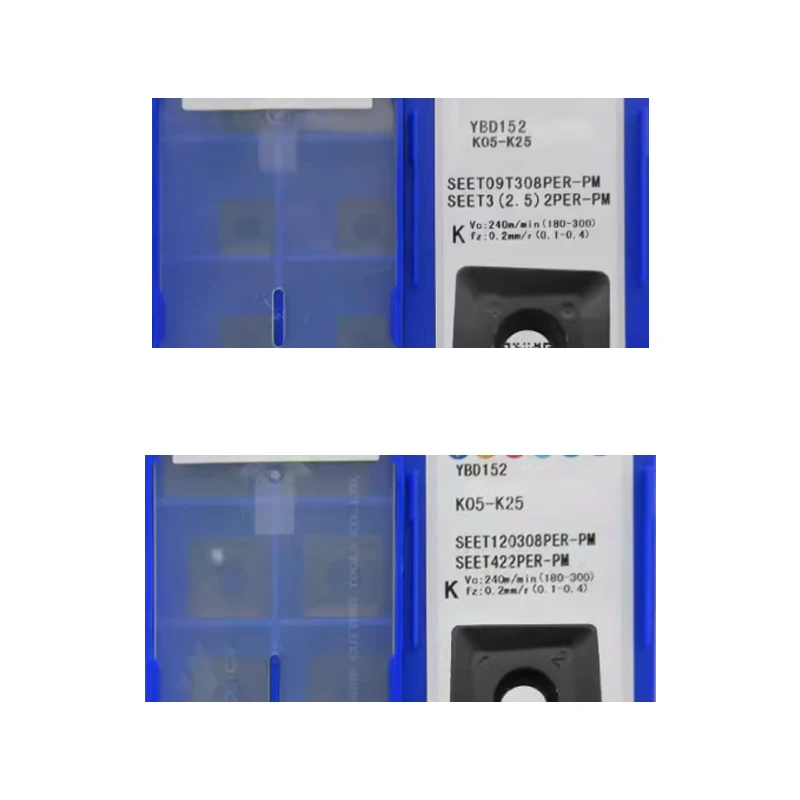 100% Original SEET120308PER-PM YBD252 SEET09T308PER-PM YBD152 Milling Cutter Carbide Inserts SEET 120308 Lathe Tools 10pcs/box