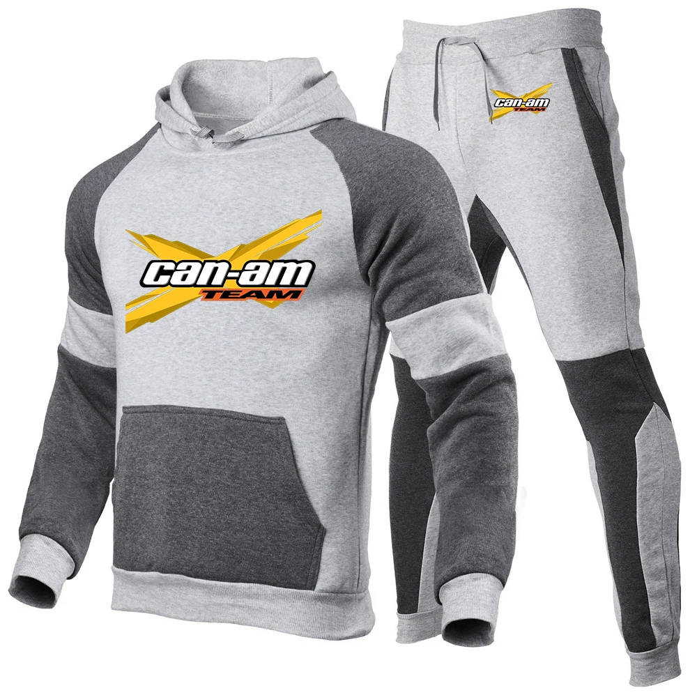 CAN-AM BRP 2022 Men's New Cotton Splicing Hoodies Sportswear Harajuku Tracksuit Tops Trousers Pullover Two Pieces Jogging Suits