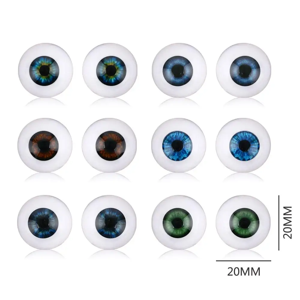 Yeux de poupées réalistes demi-rond creux, 20mm, 1 paire, bleu, marron, noir, réaliste, drôle, nouveau bébé, boules oculaires, 20 pouces