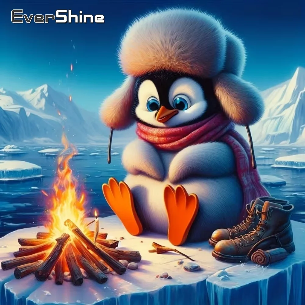 EverShine 5D-Diamantgemälde zum Selbermachen, Pinguin-Tierbild, Strass-Mosaik, Cartoon, Acryl, Bastelbedarf, Stickerei, Wanddekoration