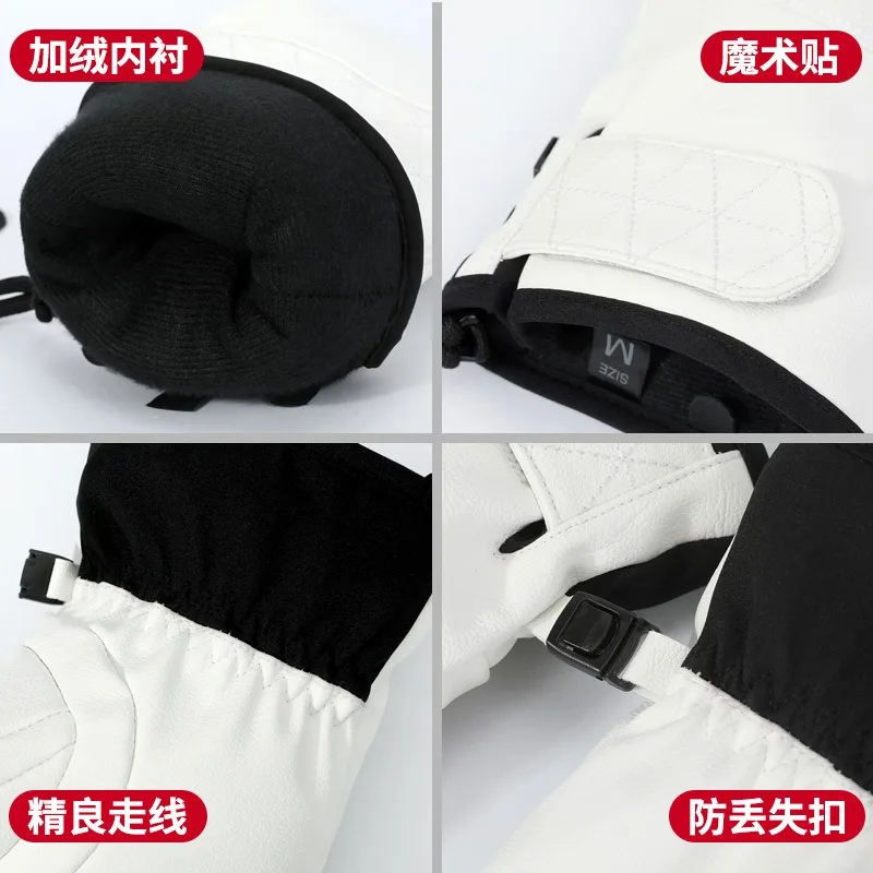New 3M Veneer and Finger Gloves Thickened Outdoor Riding Warm Cold-proof Velvet Gloves Men's and Women's Waterproof Ski Gloves