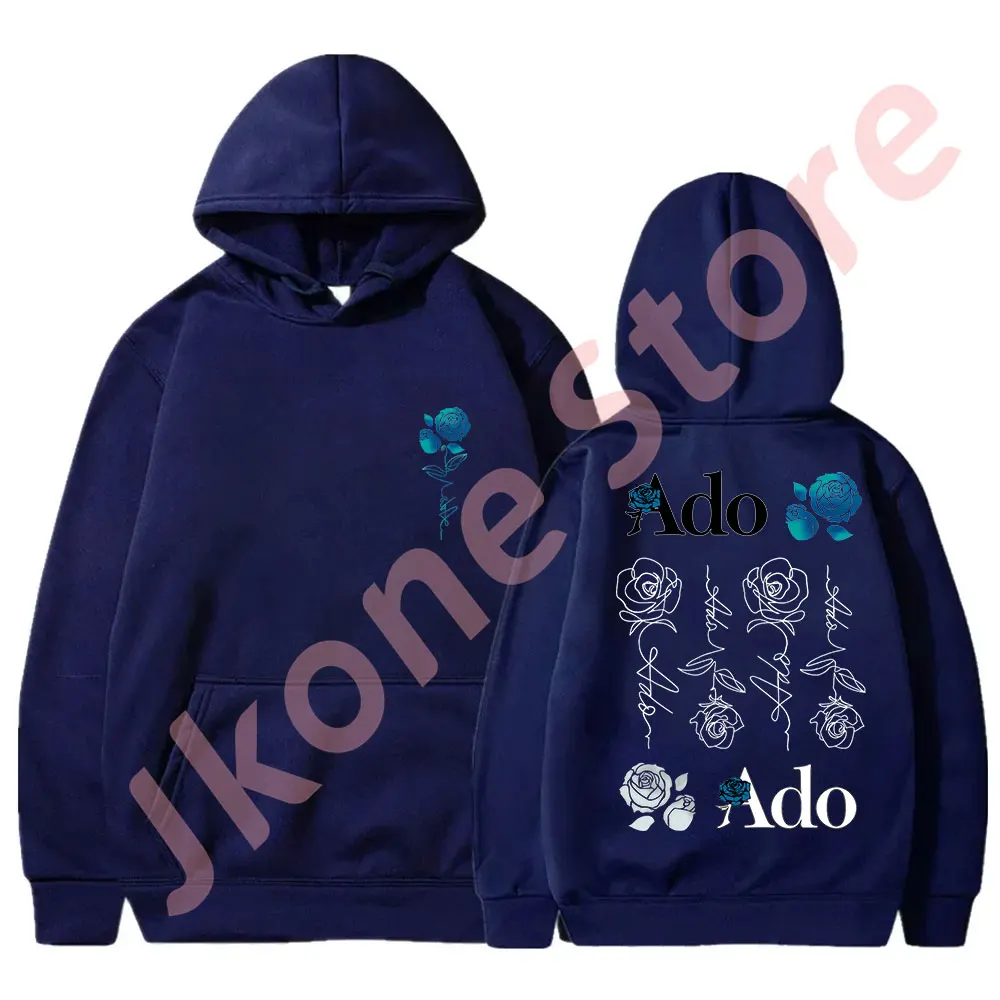 Ado Blue Rose hoodie Wish World Tour Merch pullover Wanita Pria Mode Kasual Logo Sweatshirt