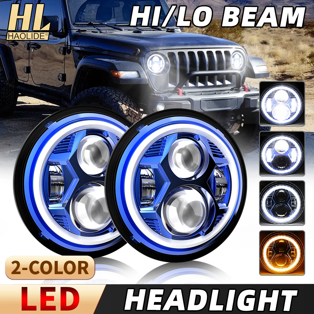 HL 7 Inch Round LED Headlight 6000LM Hi/Lo Beam White DRL Turn Signal IP68 LED Headlamp For Wrangler JK TJ CJ LJ off-road use