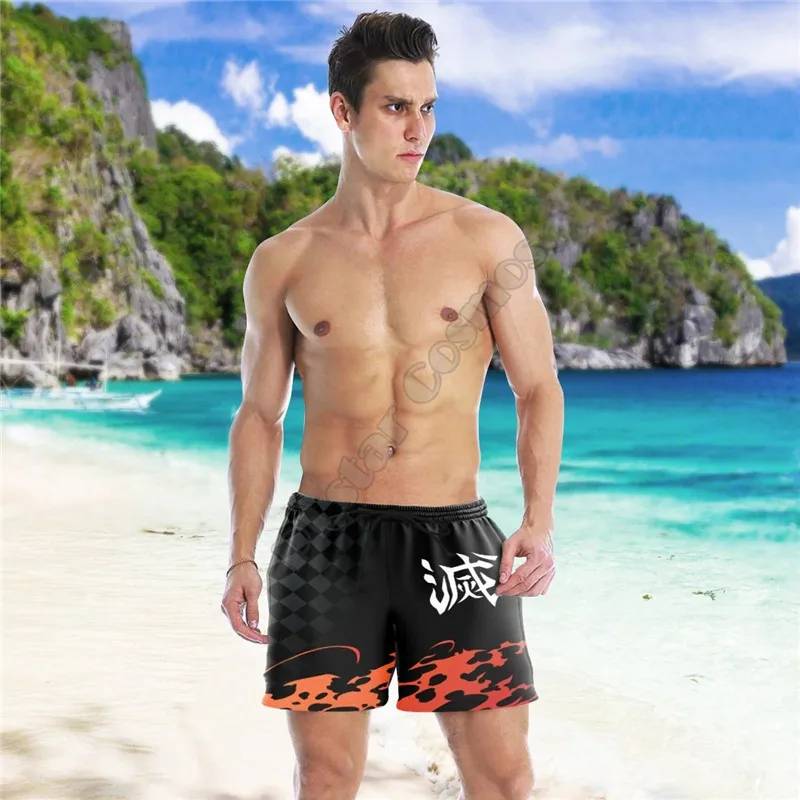 Demon Slayer Beach Shorts 3D Printed Shorts Summer Casual Men's Shorts Loose Quick Drying shorts Cosplay Clothes