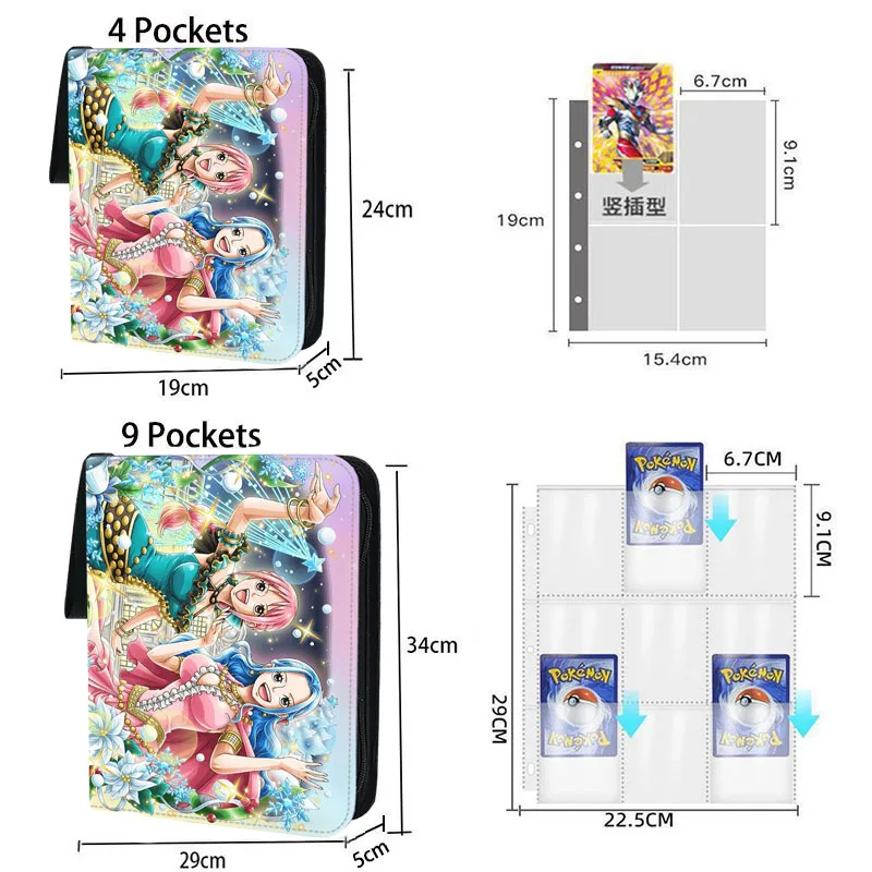 ONE PIECE Card Binder 9 Pocket Trading Card Holder Anime Card Binder Collector with 50 inner Pages Zipper Holder Up to 900 Card