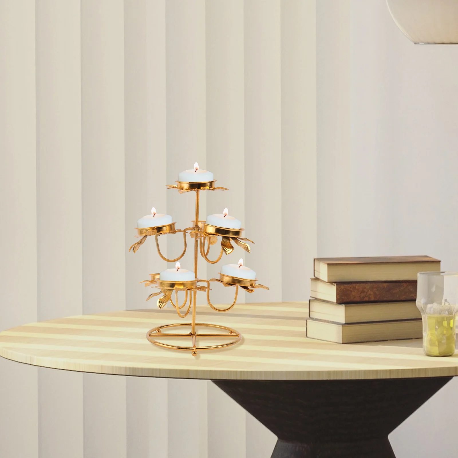 

1Pcs Lotus Candleholder Decorative Alloy Stand Creative Cup for Bedroom Office Living Room Artistic Home Decoration