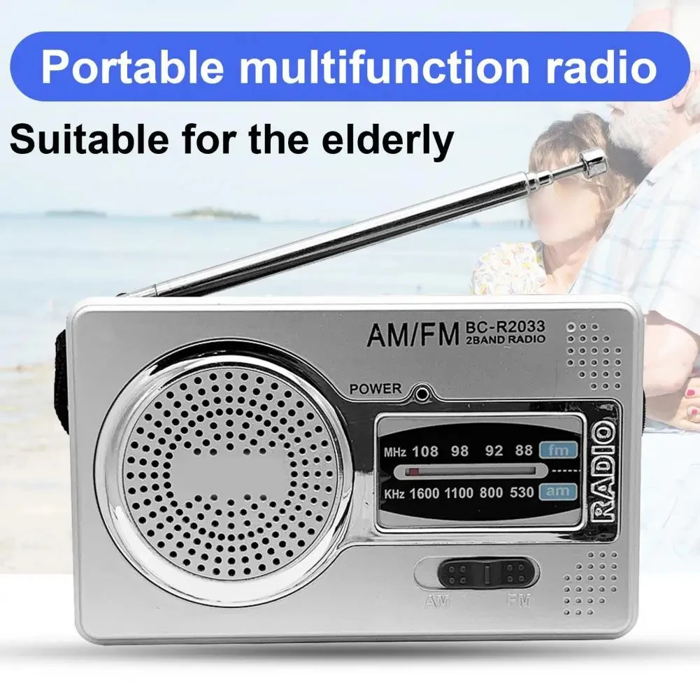 Stereo AM FM Radio Mini Portable Pocket Radio Receiver For Elderly People Walking Home Battery Powered (Not Included)