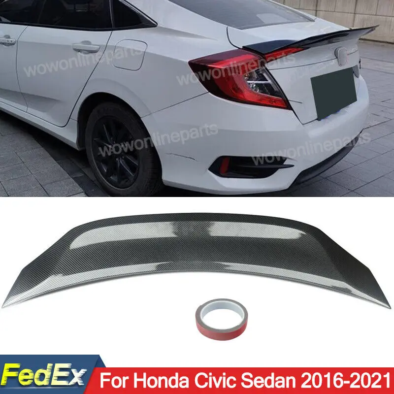 

For Honda Civic Duckbill Rear Roof Trunk Spoiler LX DX EX Sedan 2016 2017 2018 2019 2020 2021 Carbon Look Tail Spoiler Wings