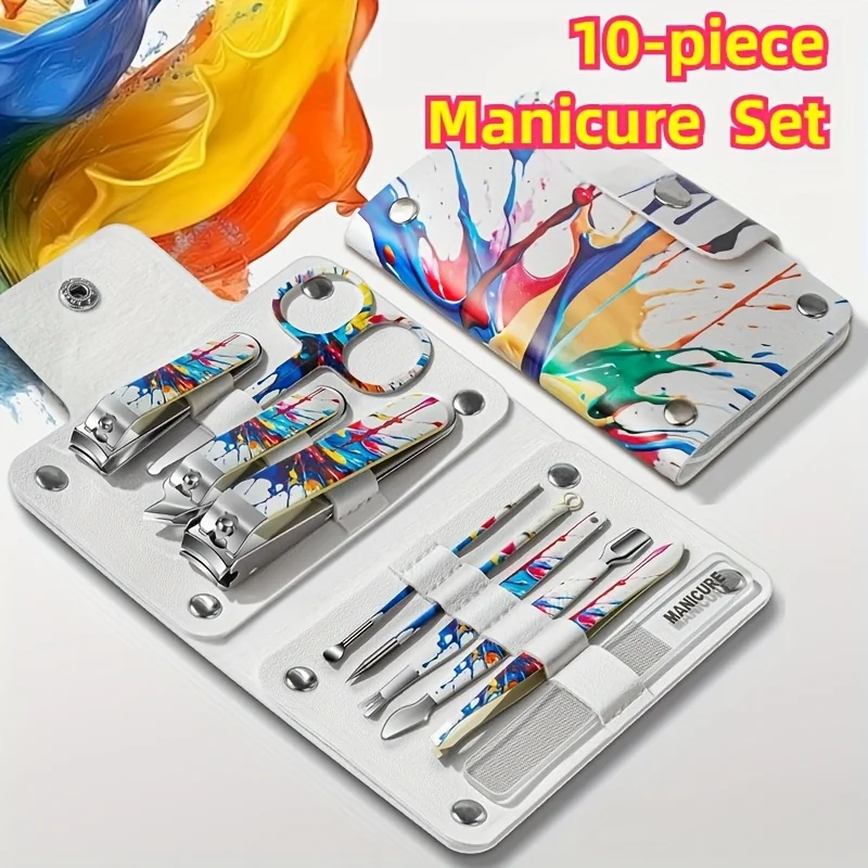新しい爪切りセット、飛散防止設計、ポータブルステンレス鋼爪切り、美容用ナノネイルファイル、マニキュアツール