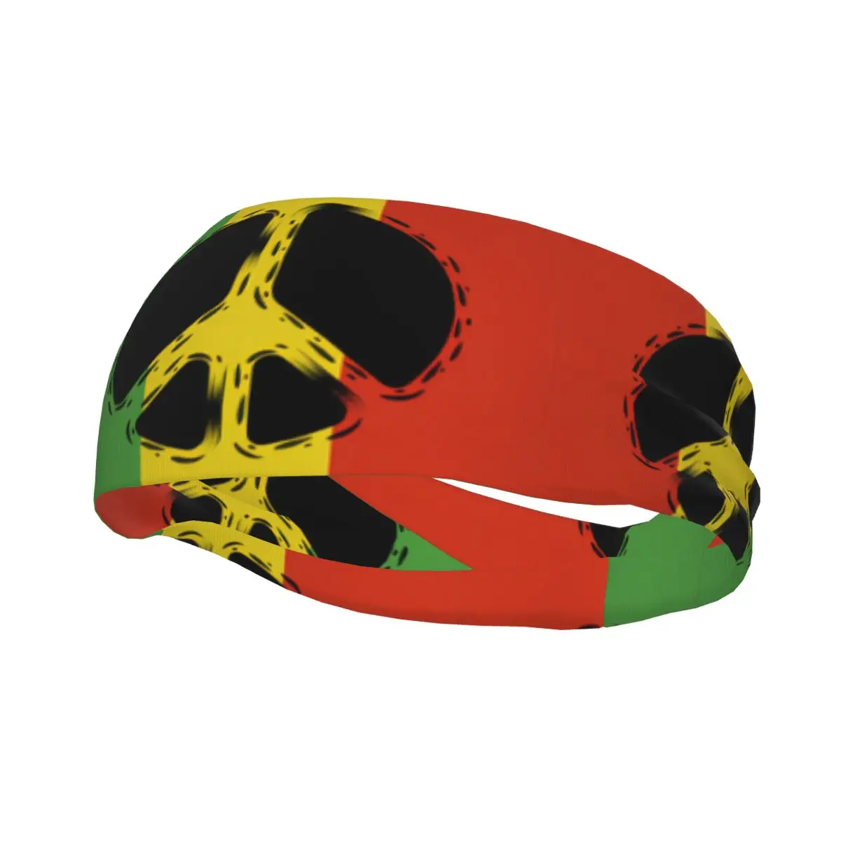 

Sports Headband Rasta Flag With Peace Symbol Background Running Fitness Sweatband Absorbent Cycling Jog Hair Bandage
