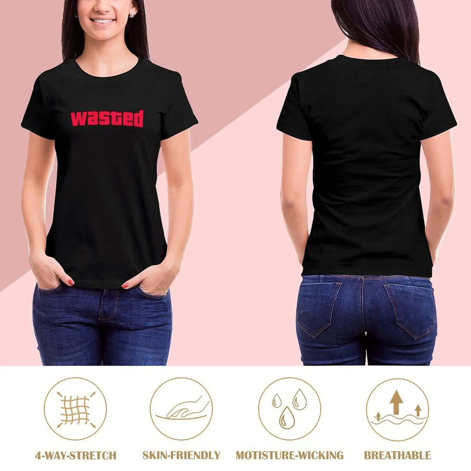 GTA V - Wasted T-Shirt plus sizes kawaii clothes plain summer top cute t-shirts for Women