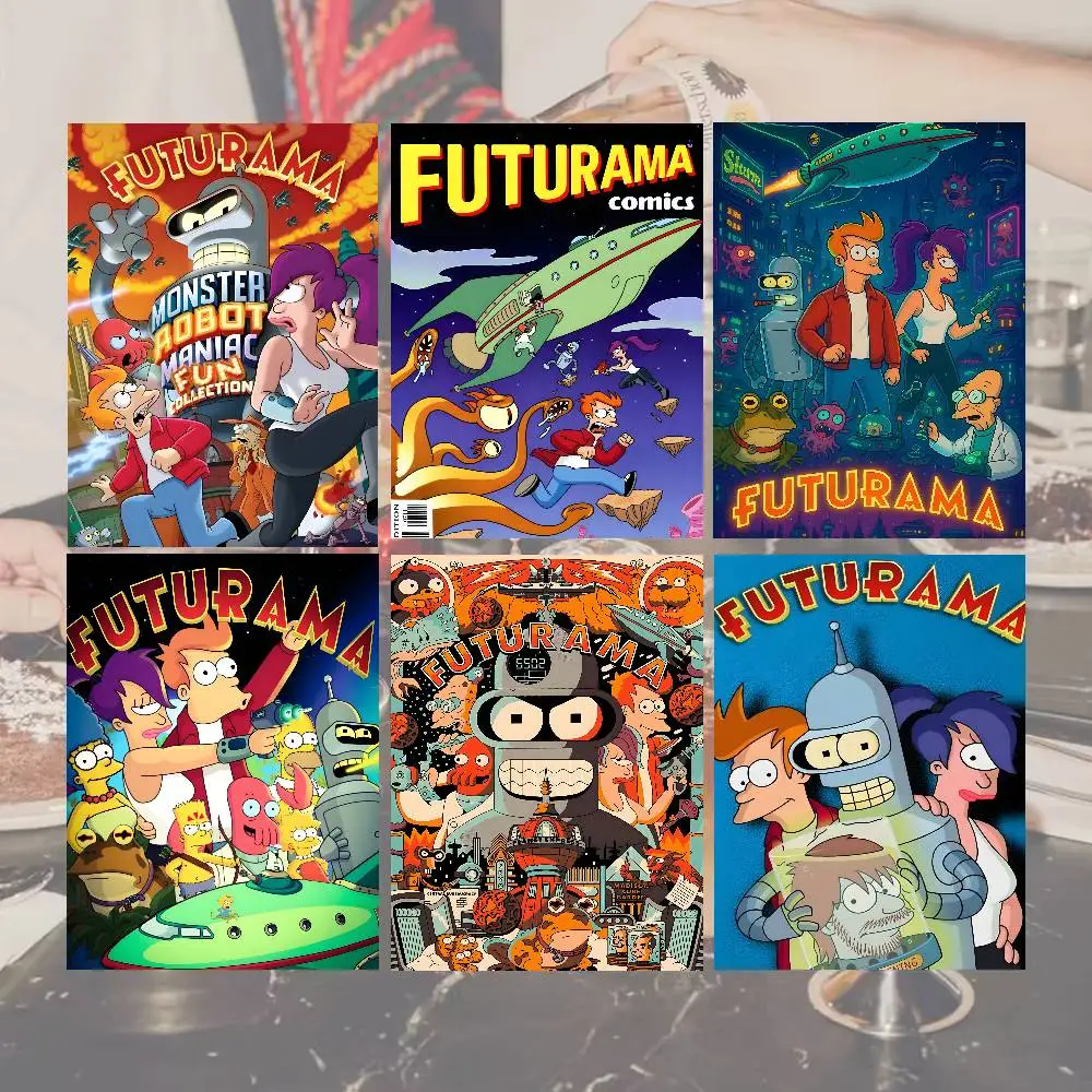 Cartoon F-Futurama Rocket robot Poster Room Decor Waterproof Sticky For Home Bar Wall Art Decoration