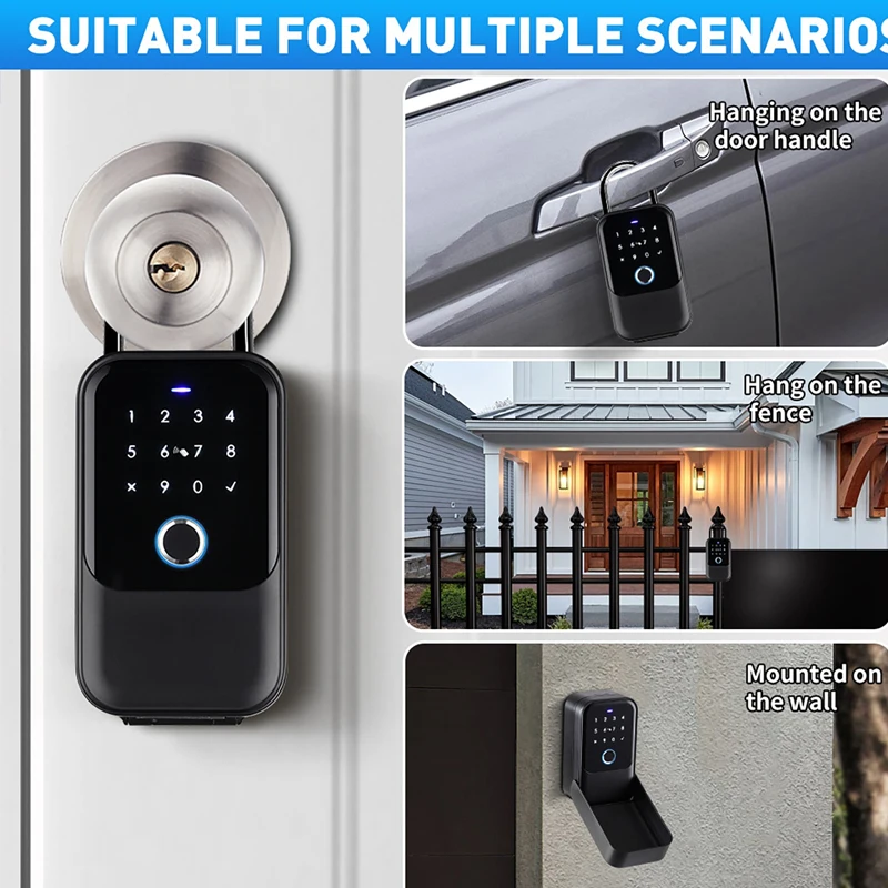 Key Safe TTlock Fingerprint Bluetooth Tuya Digital Key Box App Remote Unlock Wall Mount Security Key Lock Box Safety Box Padlock
