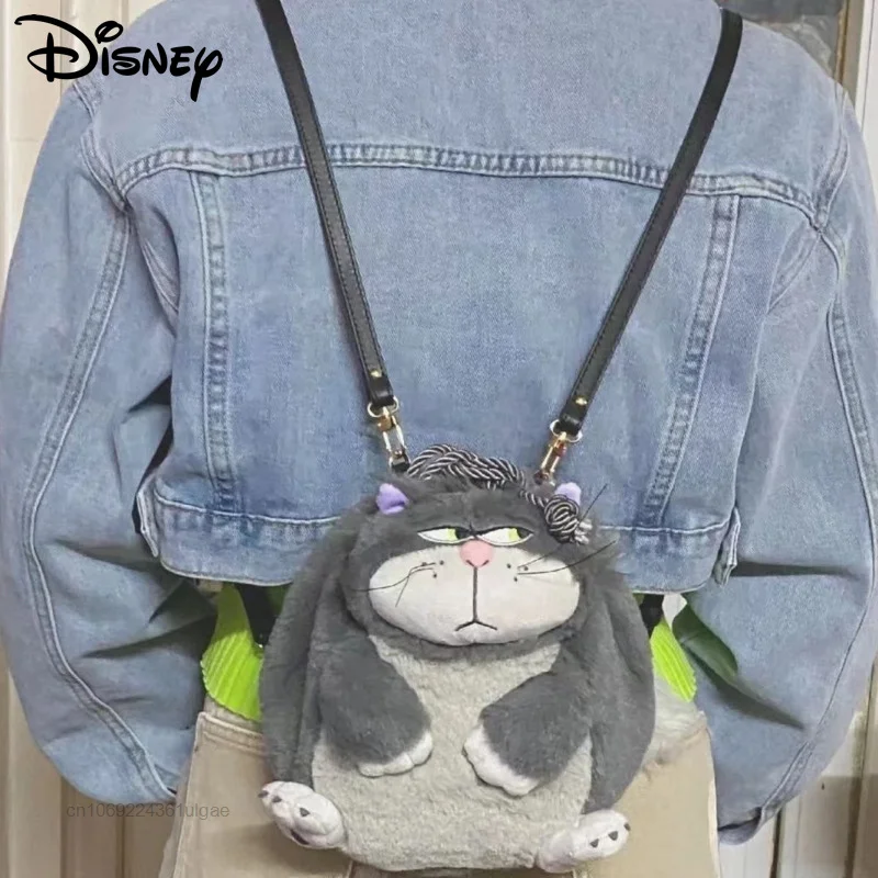 Disney-Bolso de felpa con dibujos animados de Lucifer para mujer, bolsa de almacenamiento con cordón pequeño, mochila informal de diseño de lujo,