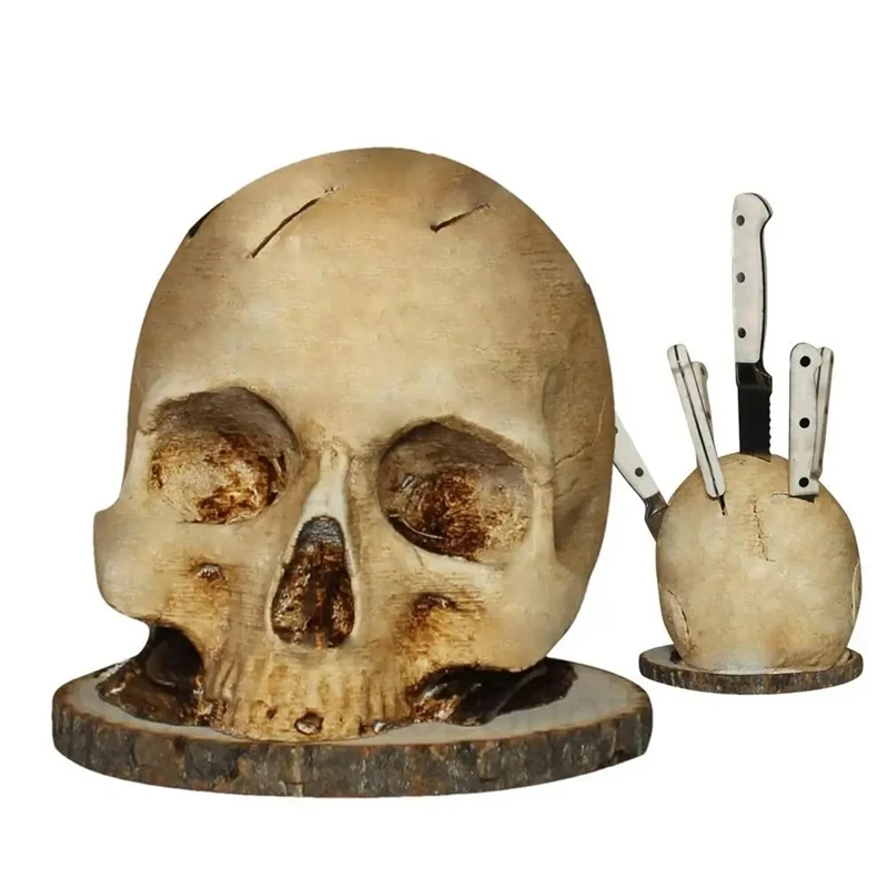 Knives Holder Kitchen Storage Skull Knife Holder Horror Head Shape Knive Holder Scary Kitchen Storage Head Rack-FABY view 6