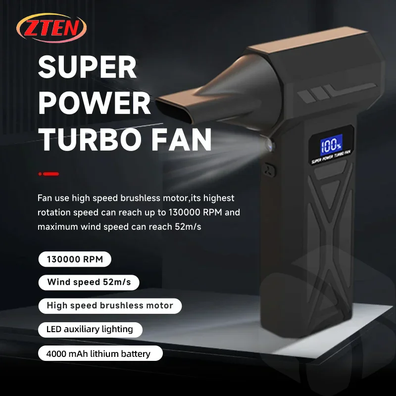 

Portable Air Violent Blower Mini Turbo Jet Fan Handheld Brushless Motor 130,000 RPM Wind Speed 52m/s industrial Duct Fan