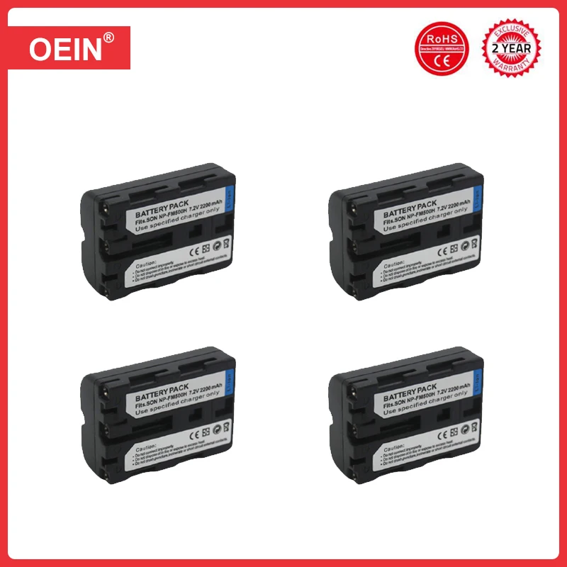 4Pcs 2200mAh NP-FM500H NP FM500H NPFM500H Camera Battery For Sony A57 A58 A65 A77 A99 A550 A560 A580 Battery L50