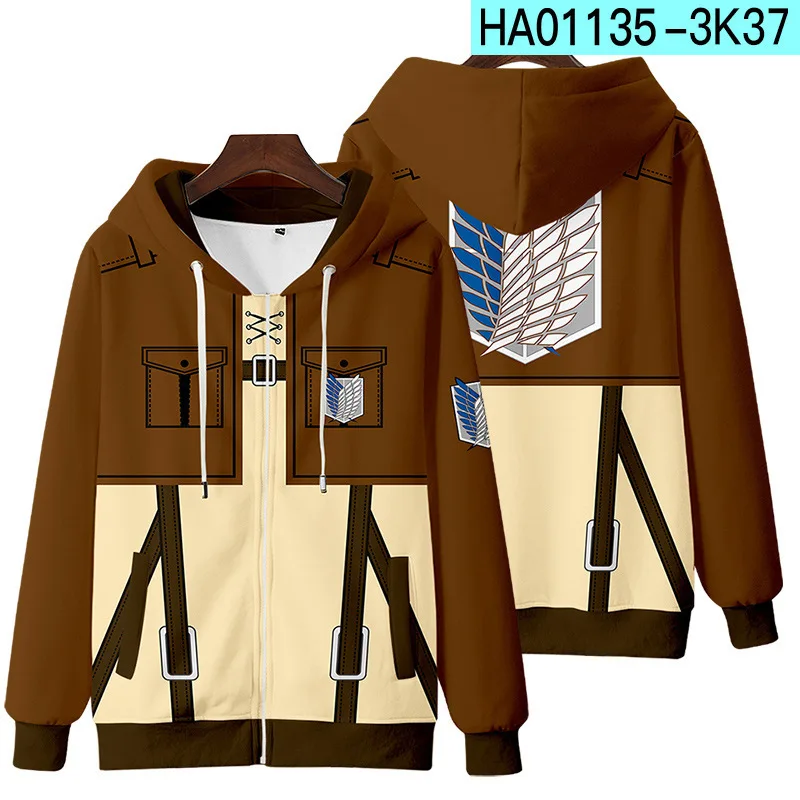 New Attack On Titan 3D Zipper Anime Hoodie Men Women Hoodies Streetwear Harajuku Sweatshirts Jacket Kids Girls Boys Kpop Clothes