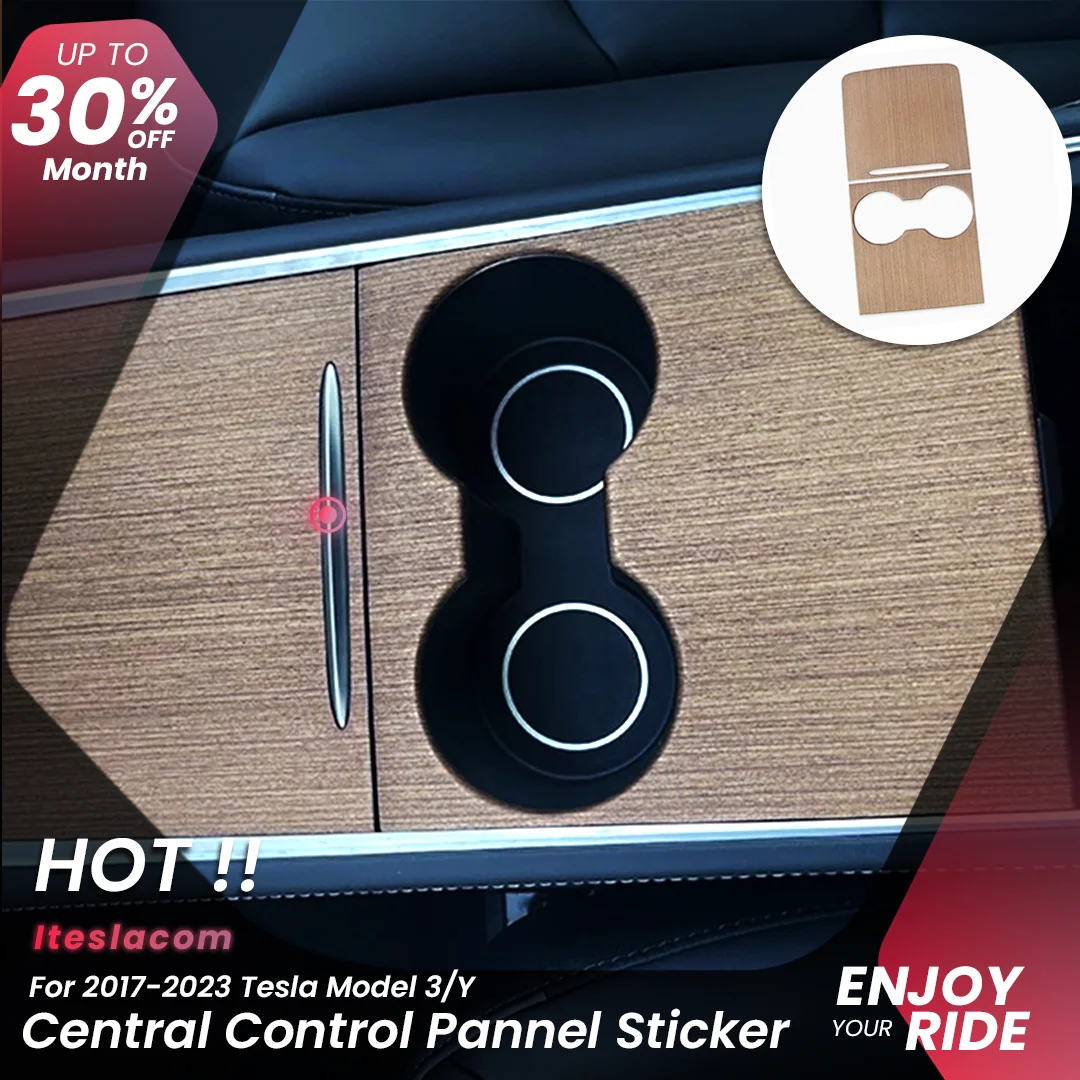 For Tesla 2023 Model 3 Y Central Control Panel Sticker Center Console Accessories Model Y 2022 Car Interior Wood Grain