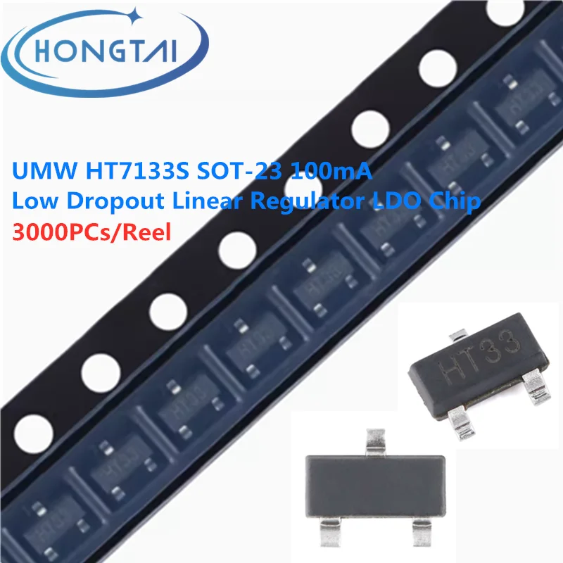 3000PCs/Reel Free Shipping UMW HT7133S SOT-23 100mA Low Dropout Linear Regulator LDO Chip Original New